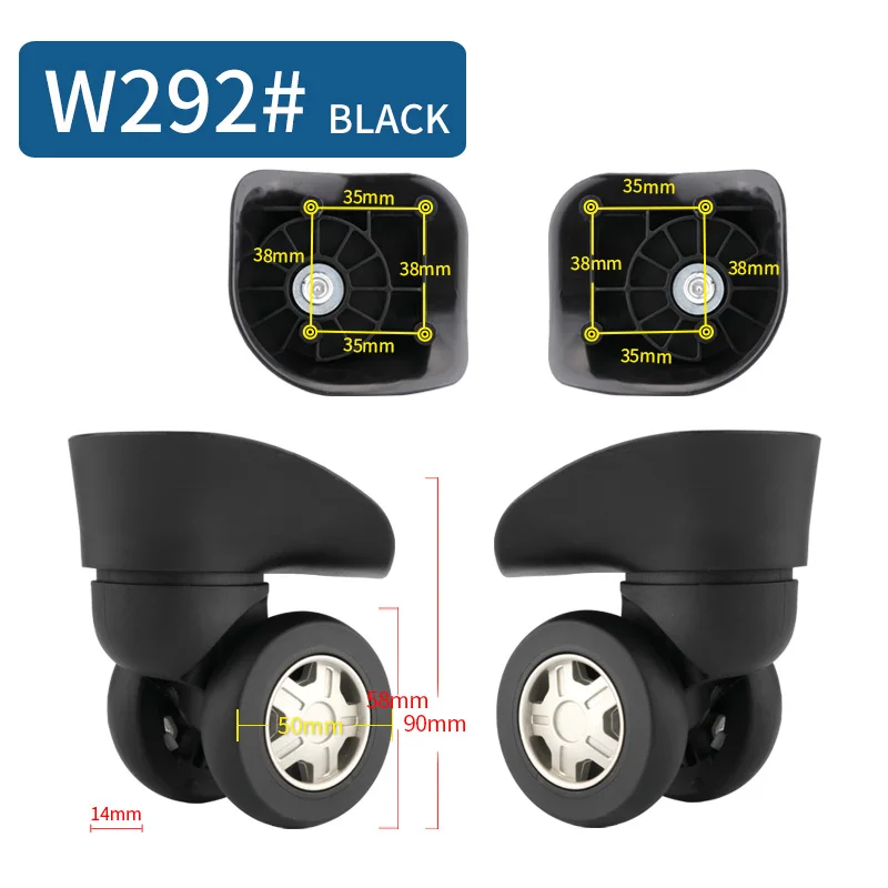 Suitcase 360-degree Universal Rotating Wheel Accessories Replacement Lever Suitcase Casters Accessories Luggage Black Wheels