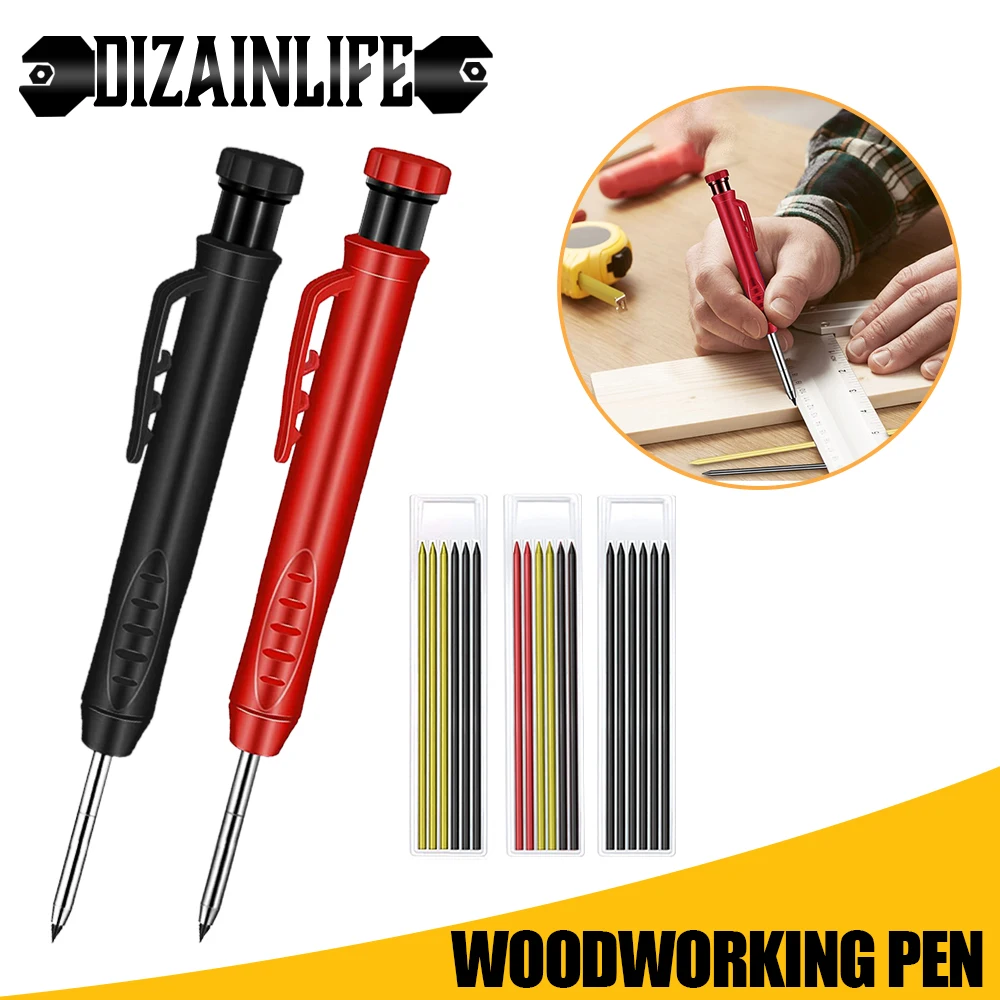 

Твердый плотницкий карандаш, набор для строительства, встроенная точилка для глубоких отверстий, механический карандаш для рисования дере...