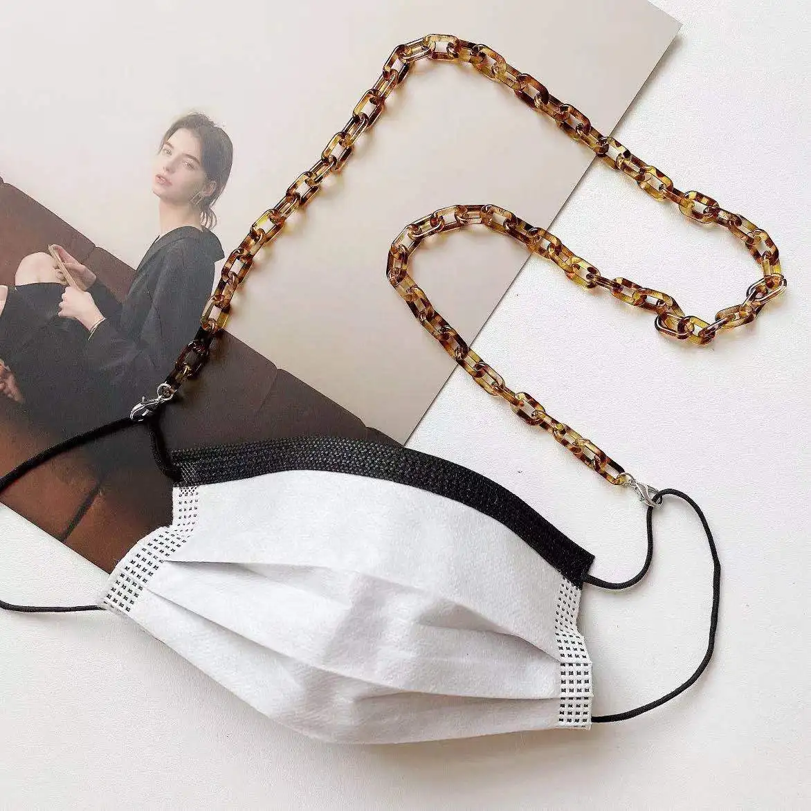 Новый простой акриловый шнурок в европейском стиле с леопардовым принтом