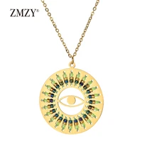 zmzy vintage amulet new design bohemian evil eye necklaces pendants colorful boho gold chain stainless steel jewelry