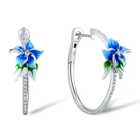 fashion flower fairy series blooming flower shaped earrings classic women hoop earrings jewelry for female party gift 50m528