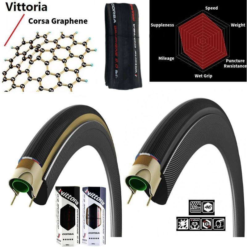Шина для дорожного велосипеда Vittoria Corsa 2 0 Graphe G + 700C * 23C 25C(320TPI) 700C|Велосипедные шины|