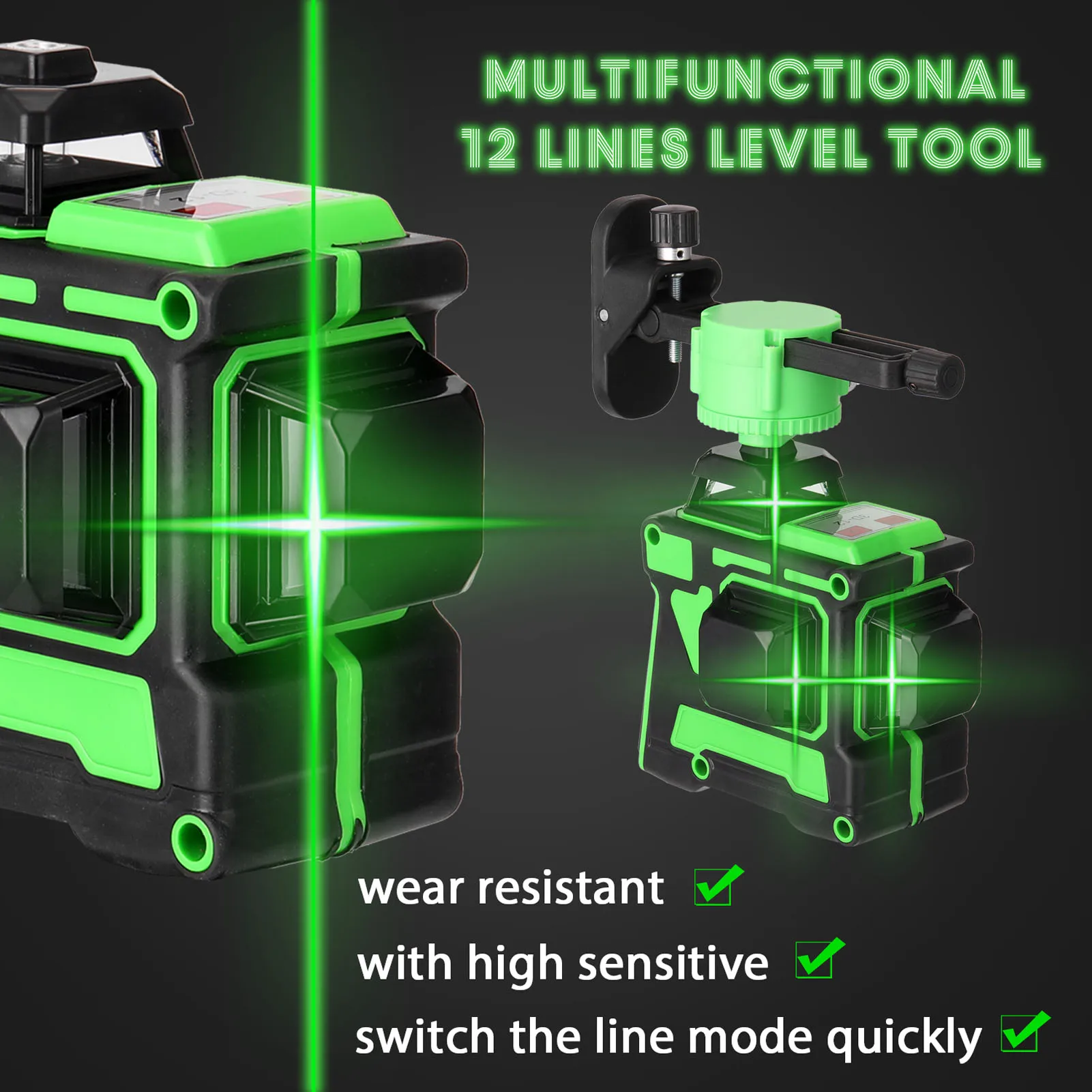 3D/4D Laser Level Self-Leveling Wireless Remote 360 Horizontal Vertical Cross Lines With Battery Wall Bracket Nivel | Инструменты