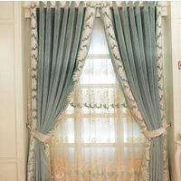 embroidered simple modern high grade lace curtain mediterranean living room curtain sheer tulle e151
