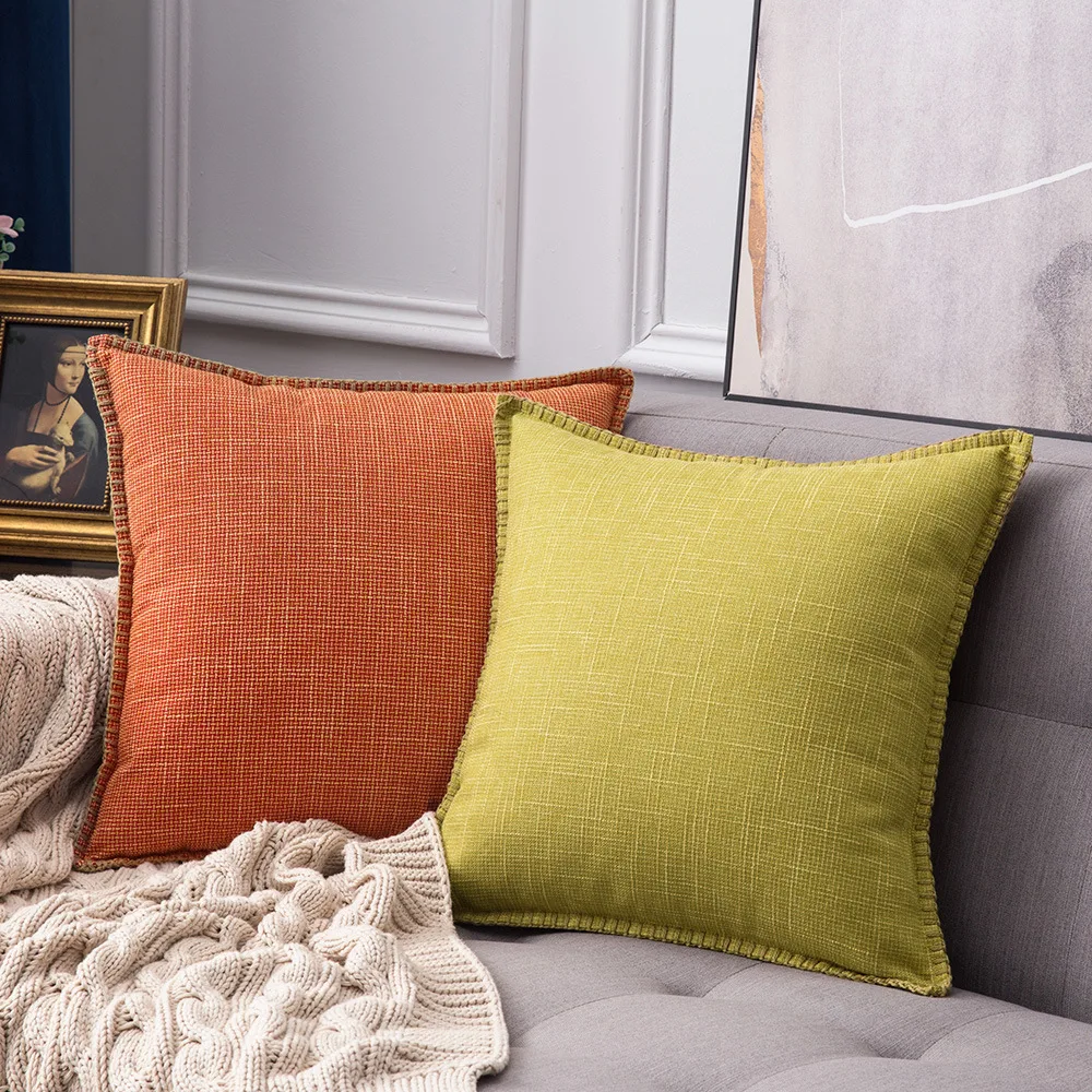 Однотонный Чехол для диванной подушки из пеньковой веревки с плетеным кружевом