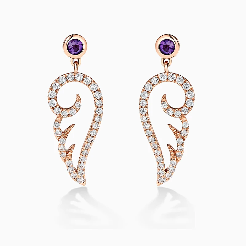 

2021 Fashion Jewelry SWA Nova Wing Pierced Earrings Element Amethyst Aphrodite Wing Pattern Crystal Women's Romantic Gift