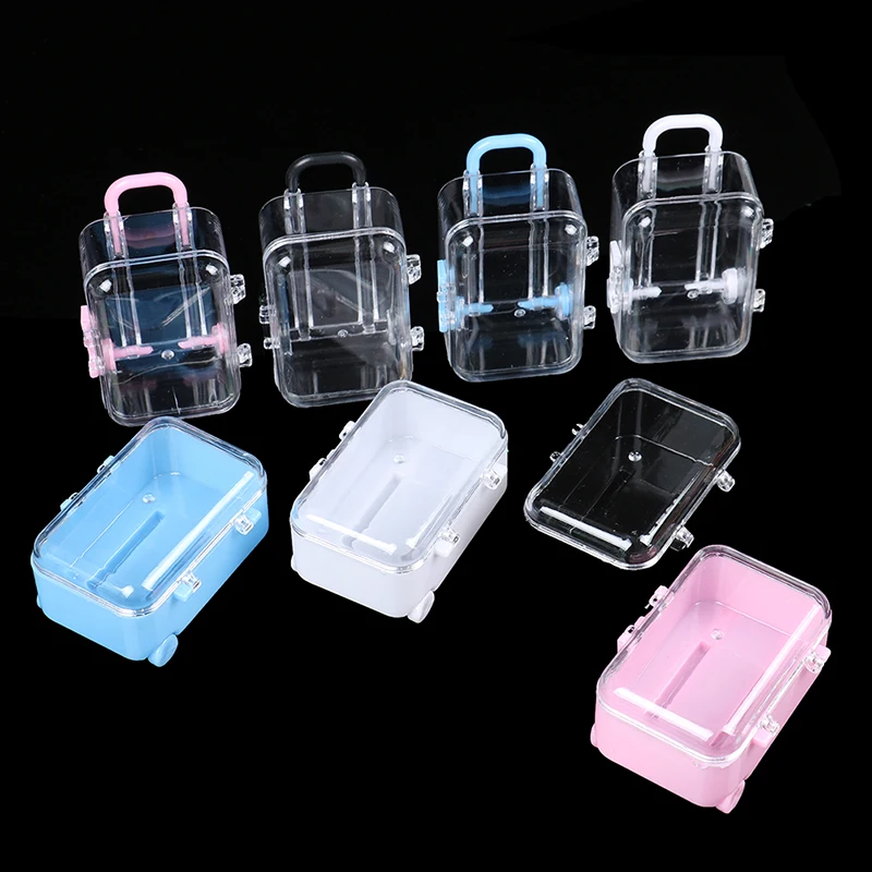 

1pc Cute Plastic Rolling Suitcase Luggage Box For Dollhouse Miniatures Accessories