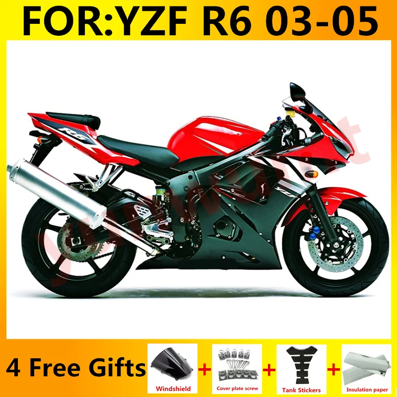 Новинка Обтекатели для мотоцикла ABS YAMAHA YZFR6 YZF R6 2004 YZF600 03 04 05 кузова 2003 2005 Красный