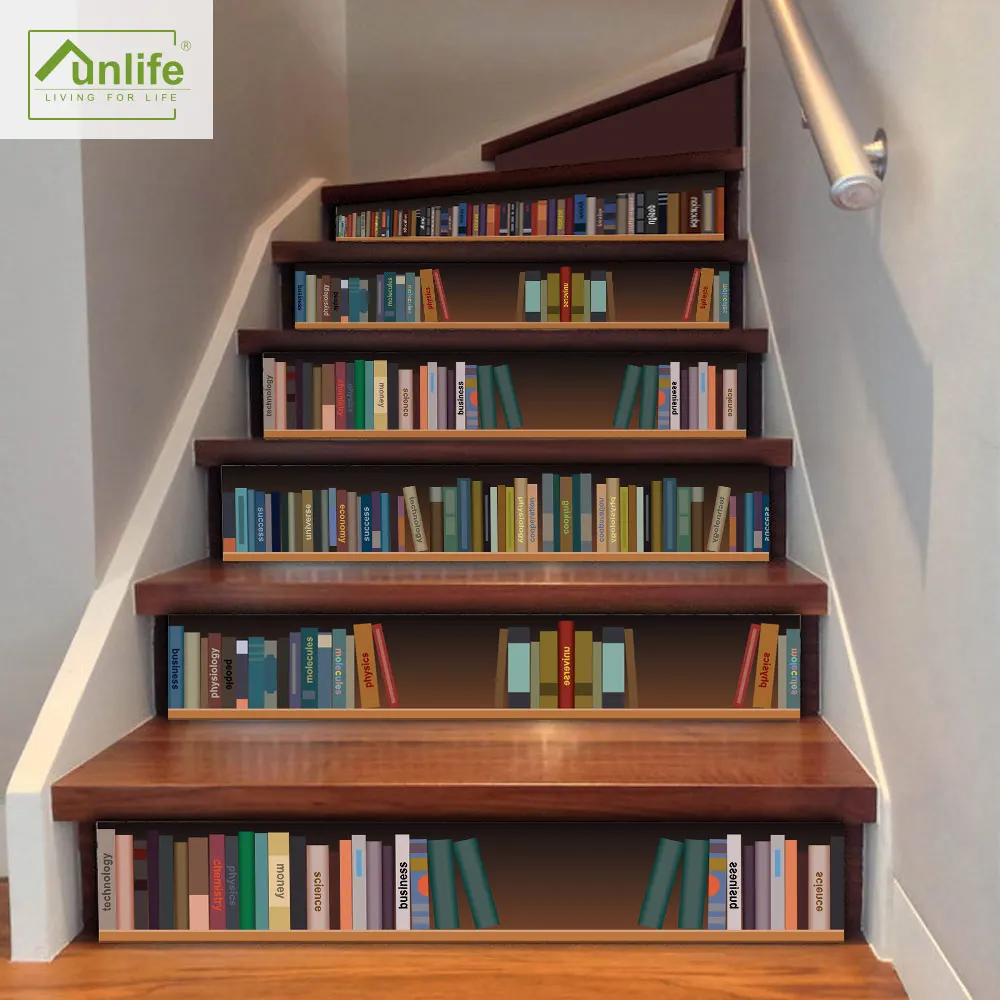 Funlife®18*100 см * 6 шт. книжная полка стикер для лестницы водонепроницаемый ПВХ