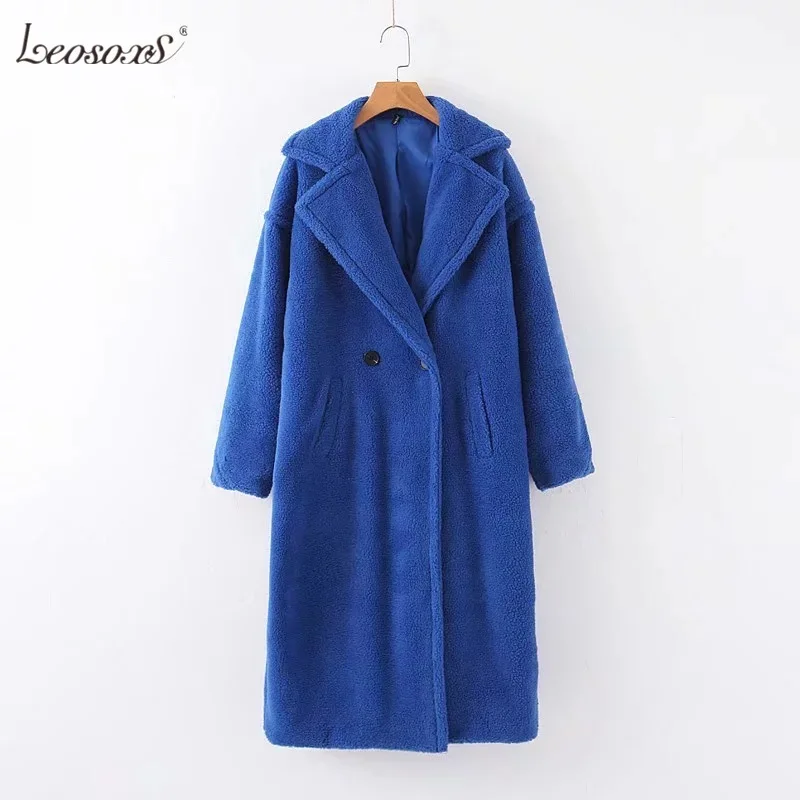 

Autumn Winter Women Brown Coat Long Stylish Thick Warm Cashmere Jacket Casual 2021 New Female Streetwear Oversize Red/Black