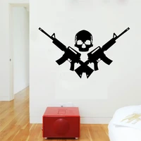 skeleton and rifles mural wall art guns sticker for home living room decoration removable a002398