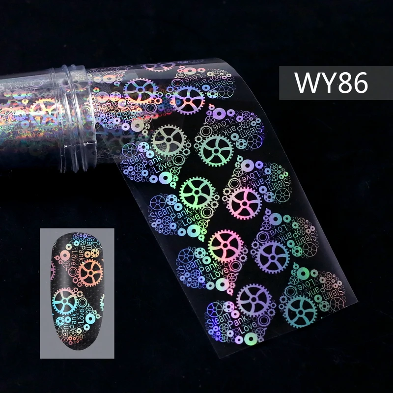 Y86 Nail Foils 1 шт. голографические наклейки-лак для ногтей Переводные Звездные полоски наклейки для дизайна ногтей смешанные узоры ползунки для хобби ногтевой дизайн - Цвет: Y86 Nail Foils