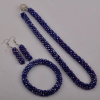 royal blue african beads jewelry set costume necklace nigerian wedding set for women