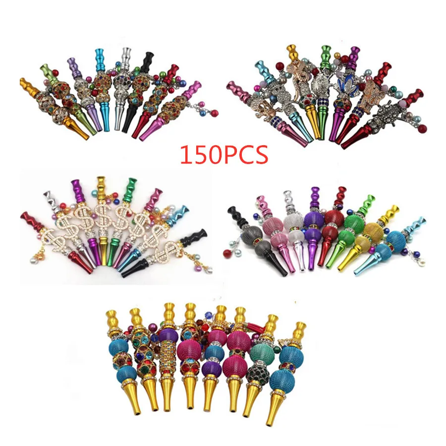 

150pcs/lot wholesale 5 design Handmade Inlaid Jewelry Alloy Shisha Hookah Mouth Tips Filter Tip Hookah Mouthpiece Tip
