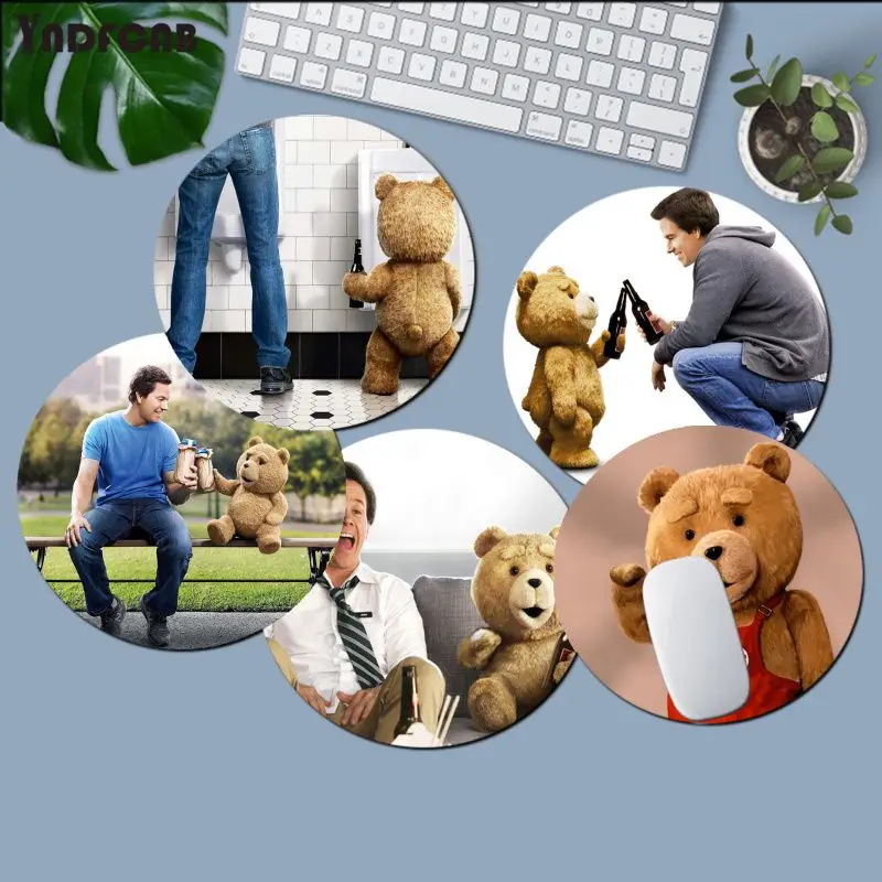 

YNDFCNB, новинка 2021 года, игровые коврики для Мишки Тедди, Круглый игровой коврик для мыши, нескользящий коврик для ноутбука и ПК, коврик для мыш...