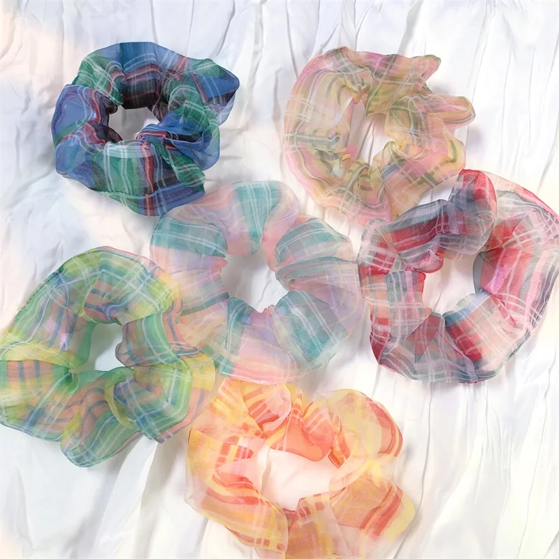 Белое розовое кольцо для волос летние тонкие сетчатые резинки с цветочной