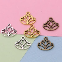 20pcs antique gold color lotus flower charm pendant jewerly diy making bracelet women necklace earrings accessories findings