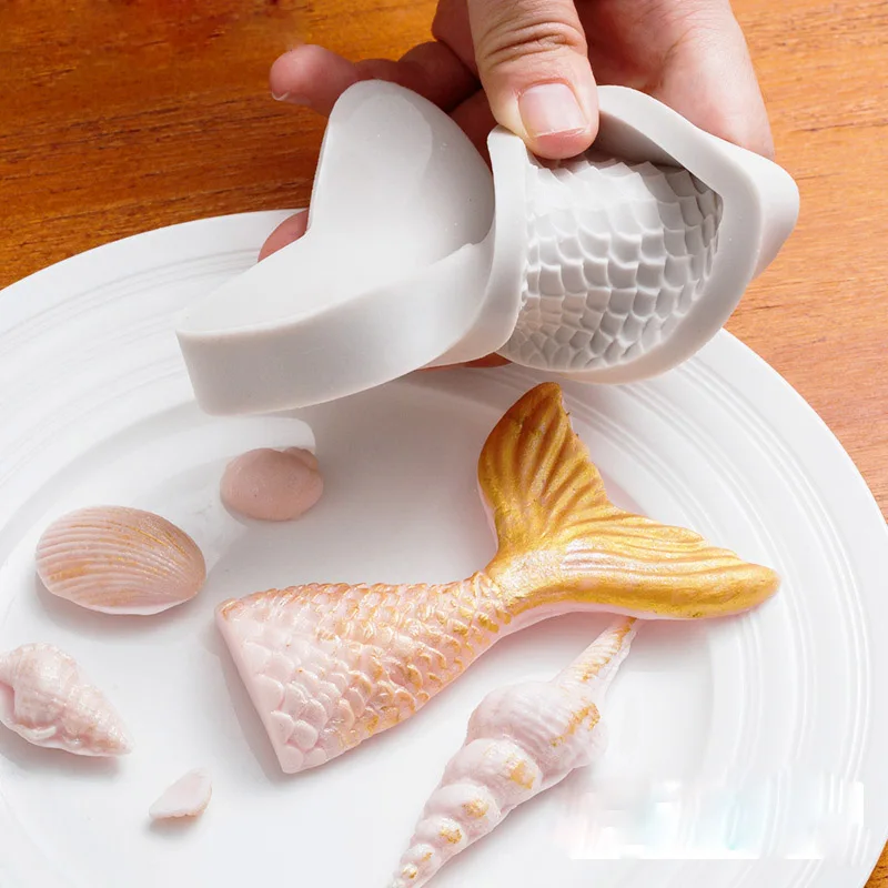Fishtail Mermaid Tail DIY Fondant Cake Decoration Mold Silicone Handmade Soap Mould Chocolate Moulds baking tools |