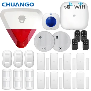 Высококлассная система охранной сигнализации Chuango 400-LTE с Wi-Fi и 4G GSM, система охранной сигнализации с детектором дымагазаPIR