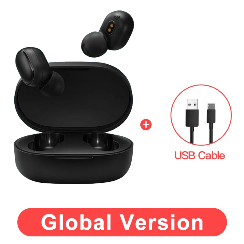 Xiaomi Redmi Airdots глобальная версия Опциональные TWS наушники стерео беспроводной шумоподавление с микрофоном громкой связи AI Bluetooth 5,0 - Цвет: EN add USB cable