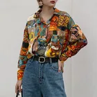 Рубашка с принтом подсолнуха Ван Гога, топы в стиле ретро, Весенняя блузка с принтом масляной живописи, дизайнерская свободная универсальная блузка для девушек