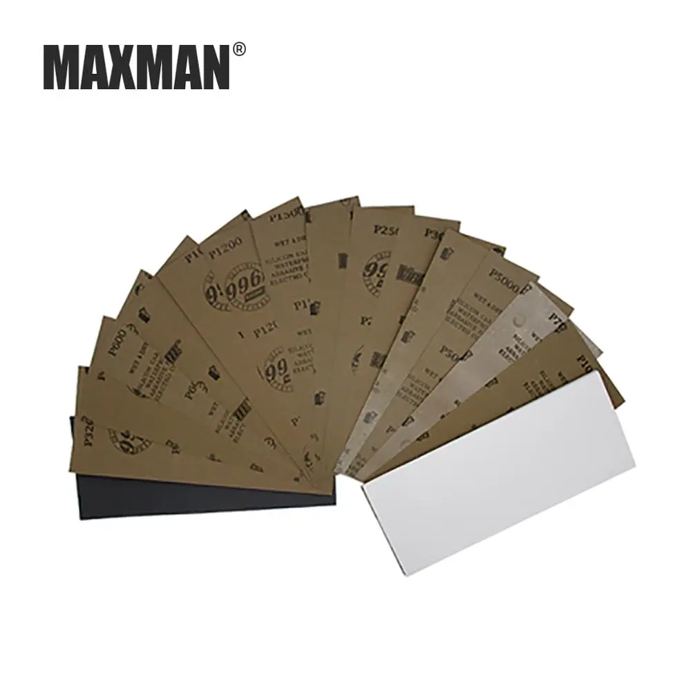Наждачная бумага MAXMAN 3 шт./5 шт. 230x93 мм квадратная не сгибающаяся влажная и сухая