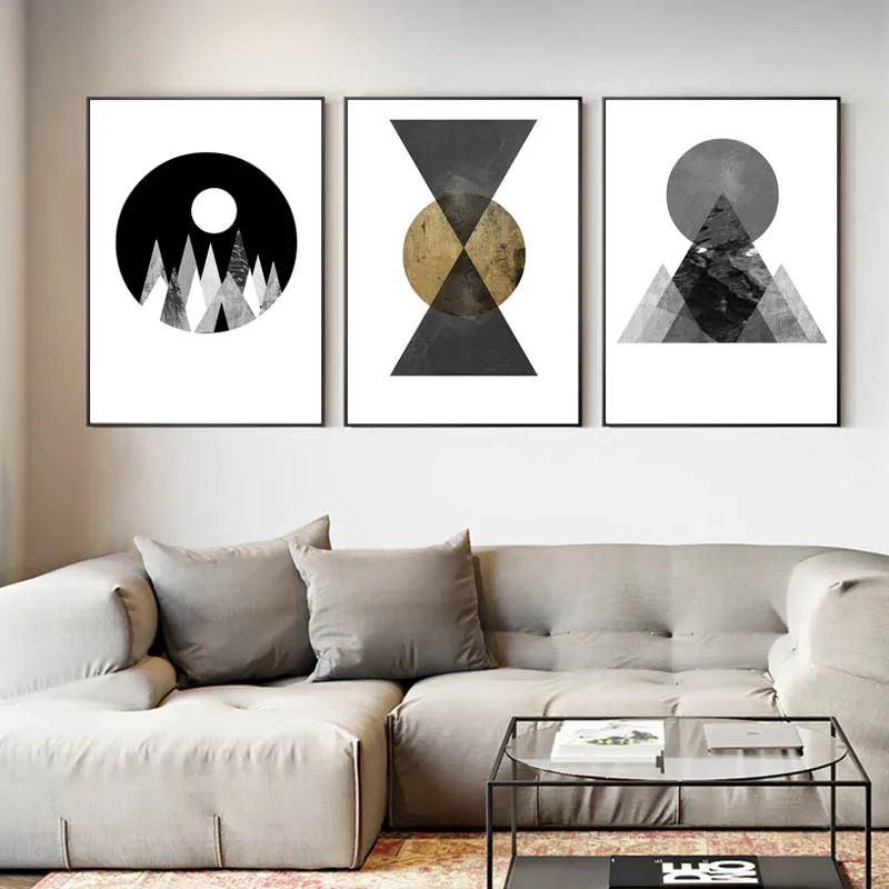 Абстрактные геометрические Холст Искусство скандинавские горы плакаты и принты