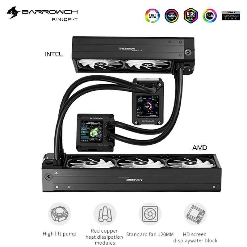 Комплект водяного охлаждения Barrowch для ПК кулер ЦП AIO AM4/115X/X99/X299 интегрированный