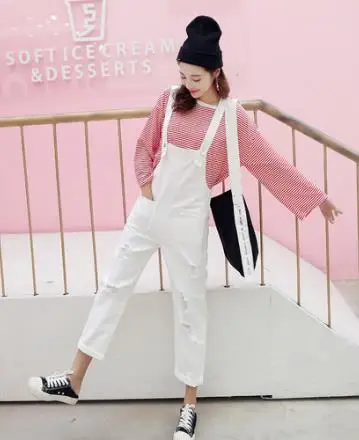 Летний осенний джинсовый комбинезон женские свободные джинсовые комбинезоны