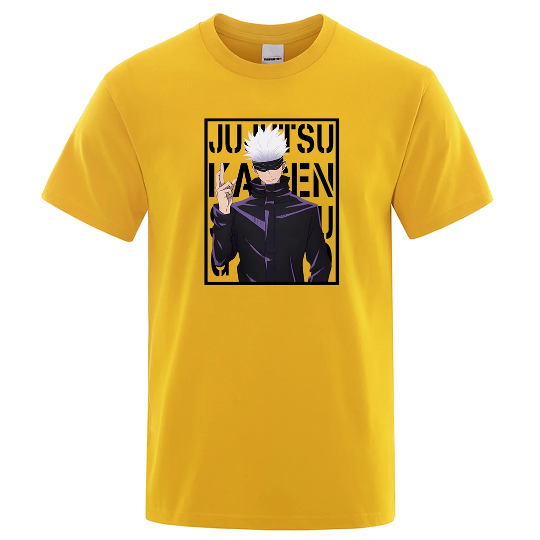 

Funny Gojo Satoru T Shirt Jujutsu Kaisen Anime T-Shirts Mens Summer Vintage Vintage Mens XS-3XL Casual Harajuku Tees Tops