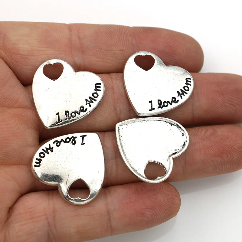 

JAKONGO 5 шт. антикварные посеребренные Подвески I сердечко любви "мам" подвески аксессуары ручной работы