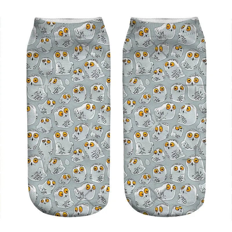 2021 женские носки кавайные с принтом заснеженных сов harajuku счастливые забавные