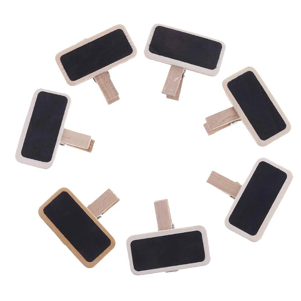12pcs Labels Signs Retangle Message Board Weddings Wooden Mini Chalkboard Home Office Reusable With Clip Decoration | Канцтовары для