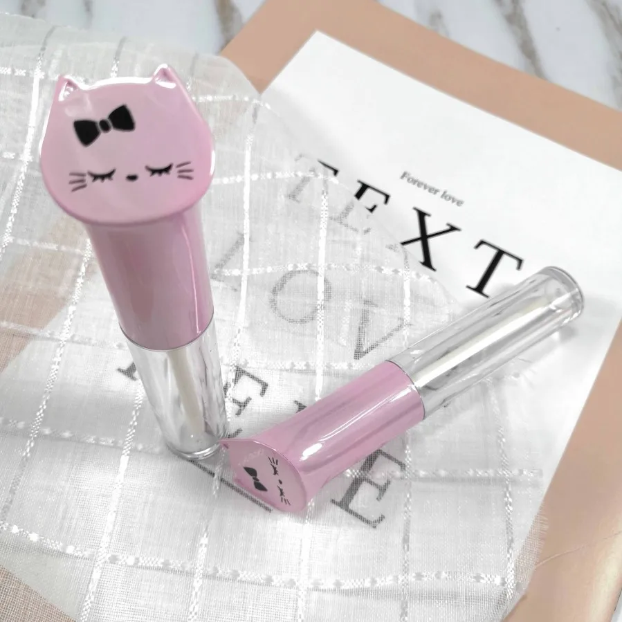 10/50 шт Пустые контейнеры бальзам для губ розовый Кот форма крышки Пластик