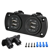 1pc 5v 2 1a car 4 usb charging ports socket power charger cables adapters led light for auto boat camper van truck accessories