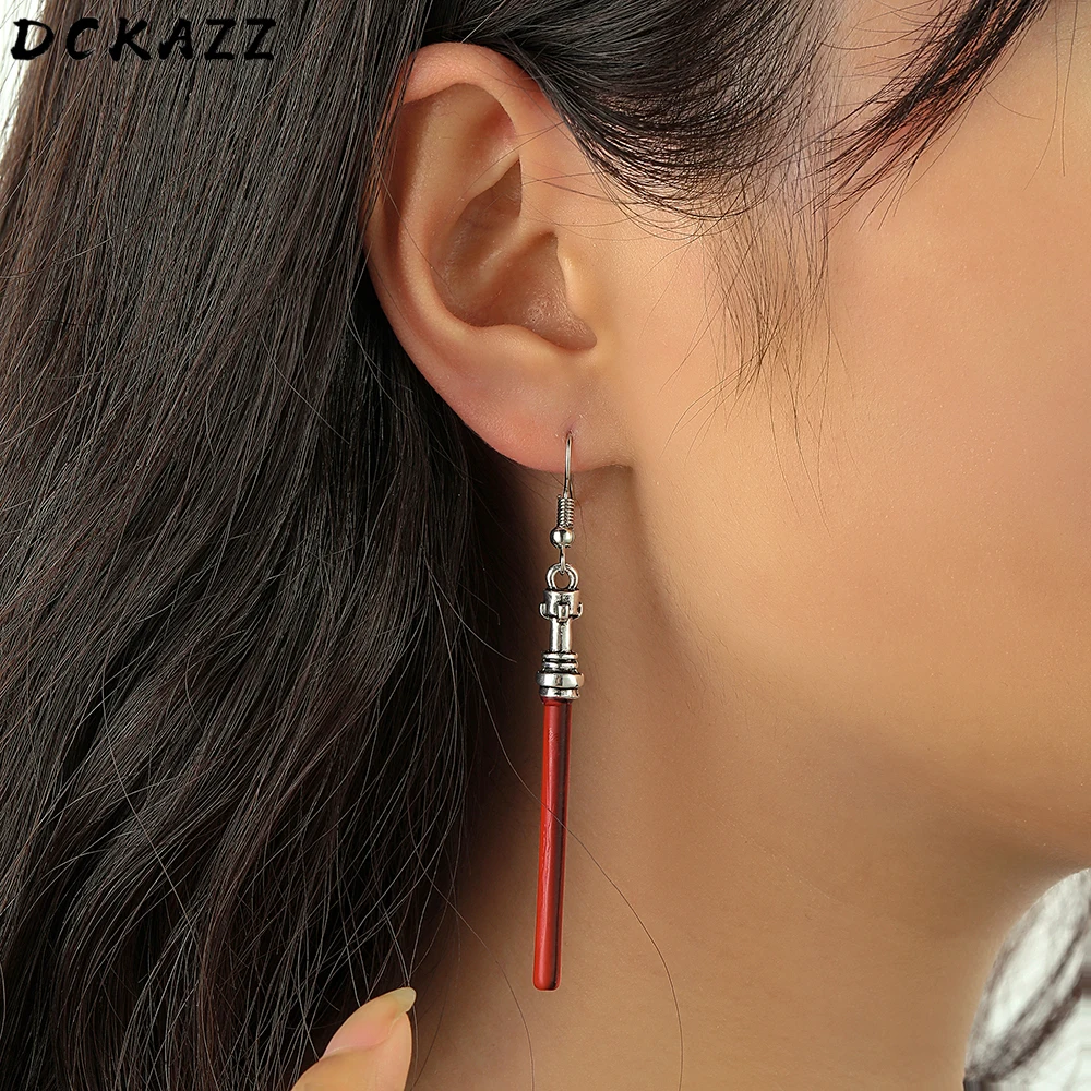 

DCKAZZ Classic Movie Wars Red Lightsaber Dangle Earring Fashion Unusual Party Jewelry Earring for Women Girl Cosplay Accessories