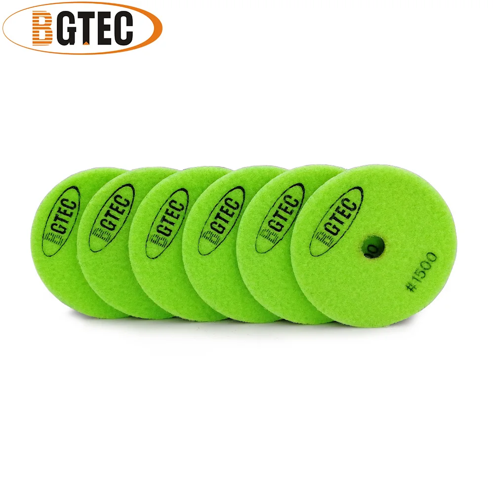 BGTEC 4inch 6pcs #1500 Professional diamond flexible polishing pads With 4inch M14 plastic backer 100mm sanding disc for marble
BGTEC 4inch 6pcs #1500 Professional diamond flexible polishing pads With 4inch M14 plastic backer 100mm sanding disc for marble