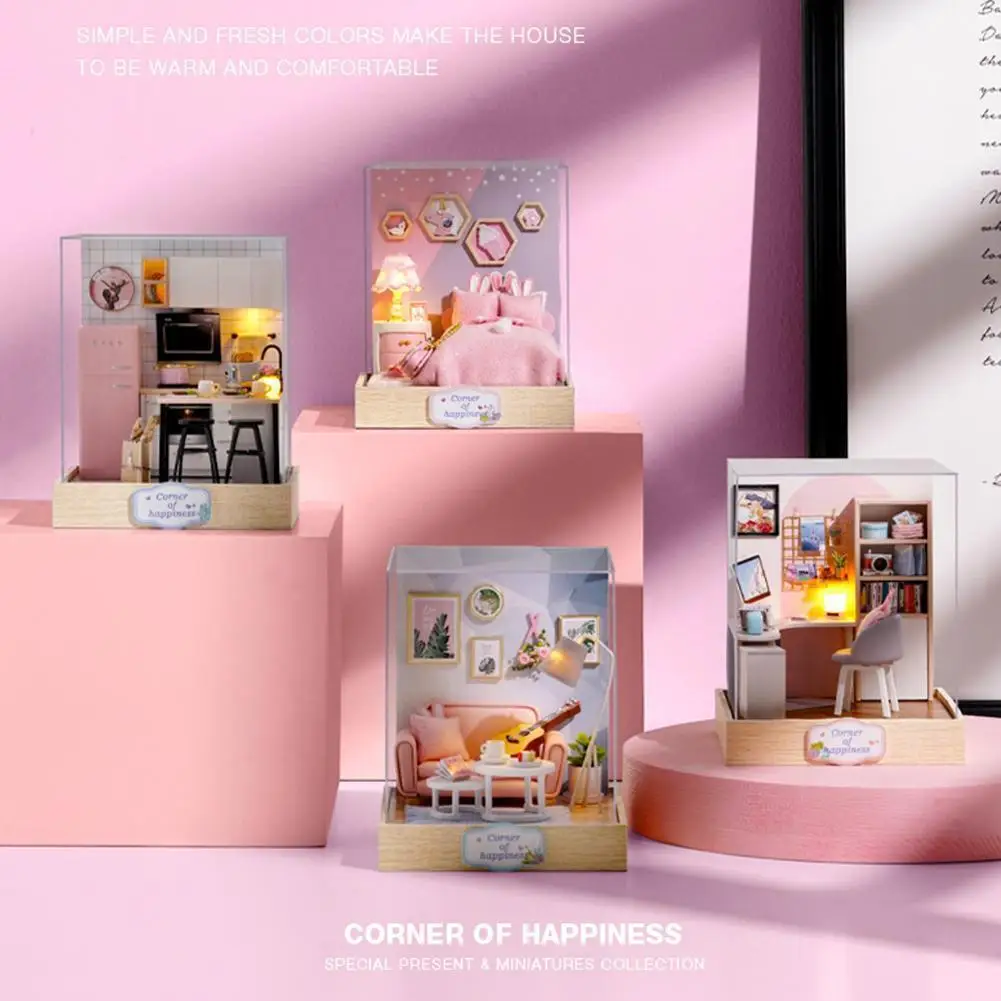 

3D Новый семейный кукольный домик «сделай сам», куклы, аксессуары, игрушка с миниатюрной светодиодной мебелью, строительные игрушки, замок д...