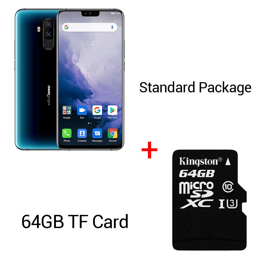 Blue N 64GB Card Ulefone T2 6,7 ''FHD+ Helio P70 6 ГБ 128 ГБ смартфон двойной 4G отпечаток пальца Лицо ID NFC Android 9,0 мобильный телефон 4200 мАч - Цвет: Blue N 64GB Card