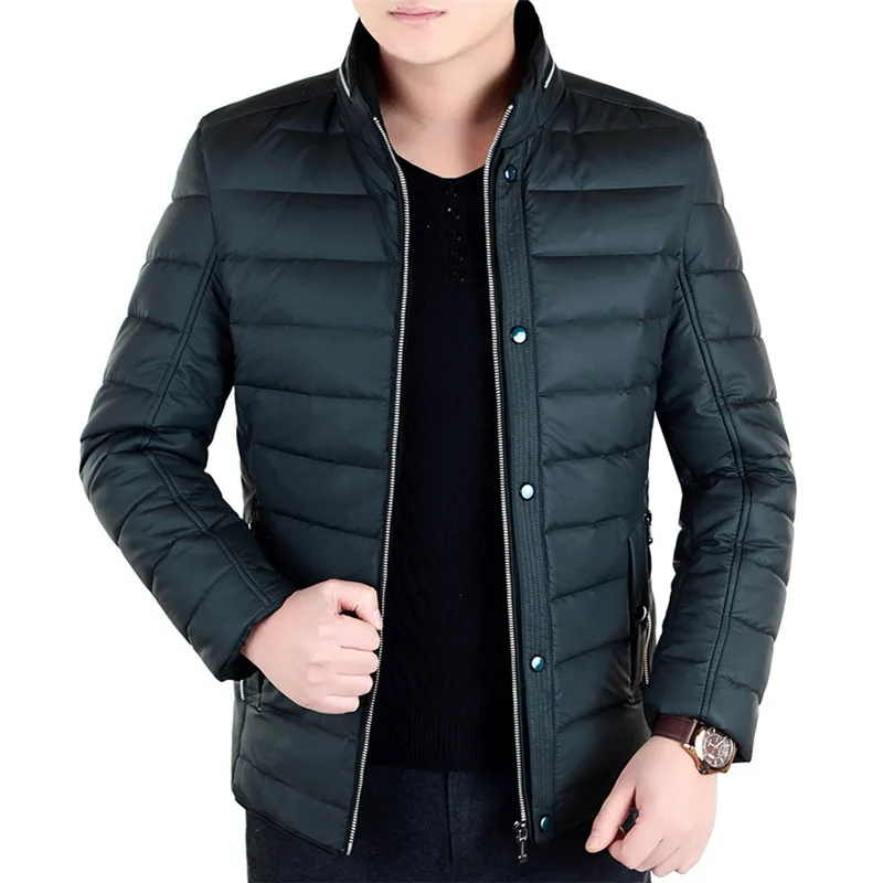 Male Jacket Mens Winter White Duck Coat Stand Collar Men Jackets Casual Warm Down Coats Casaco Masculino WXF154