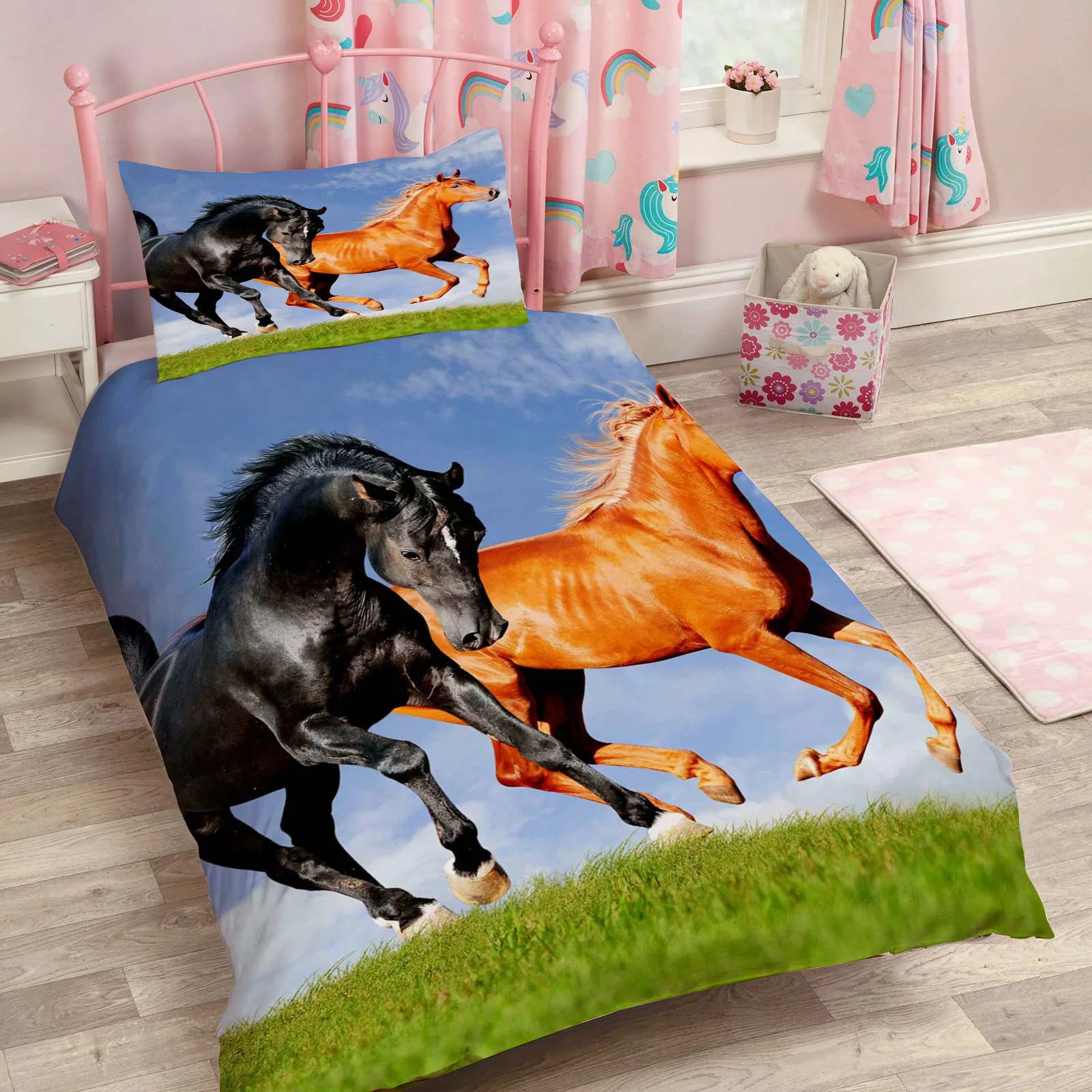 Пастбища лошадь небо Пододеяльник подушка чехол Стёганое одеяло крышка