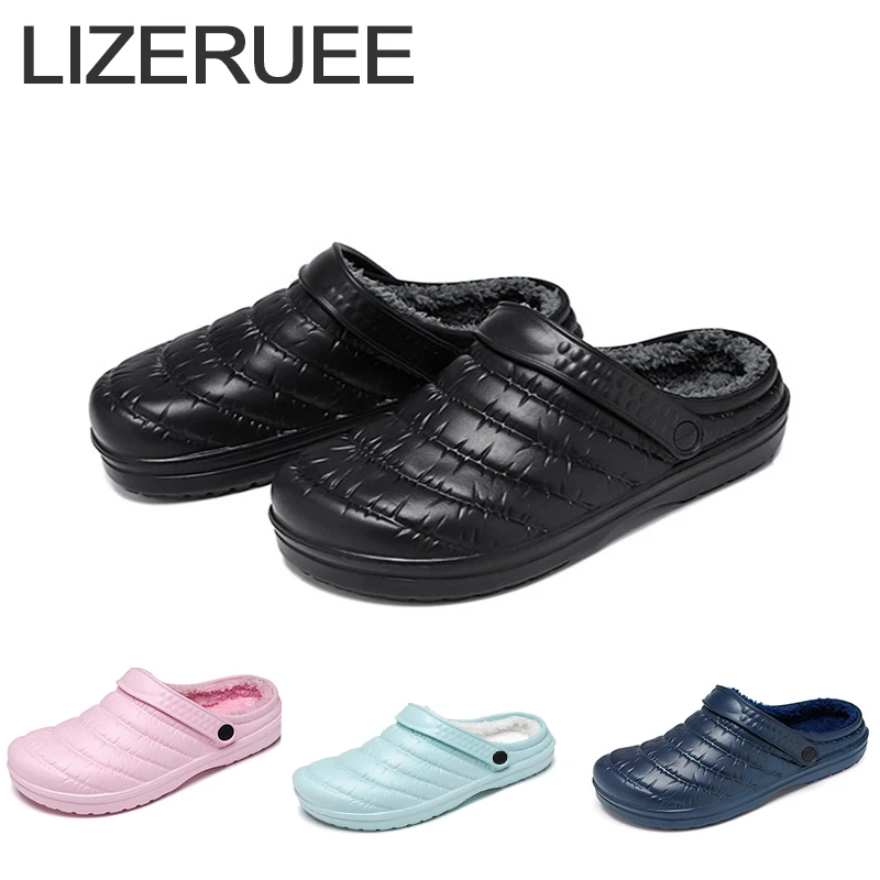 

2021New Winter Slippers Warm Men Shoes Women Non-Slip Plush Cotton Indoor Outdoor Cozy Home Slippers Thick Heel Big Size 46
