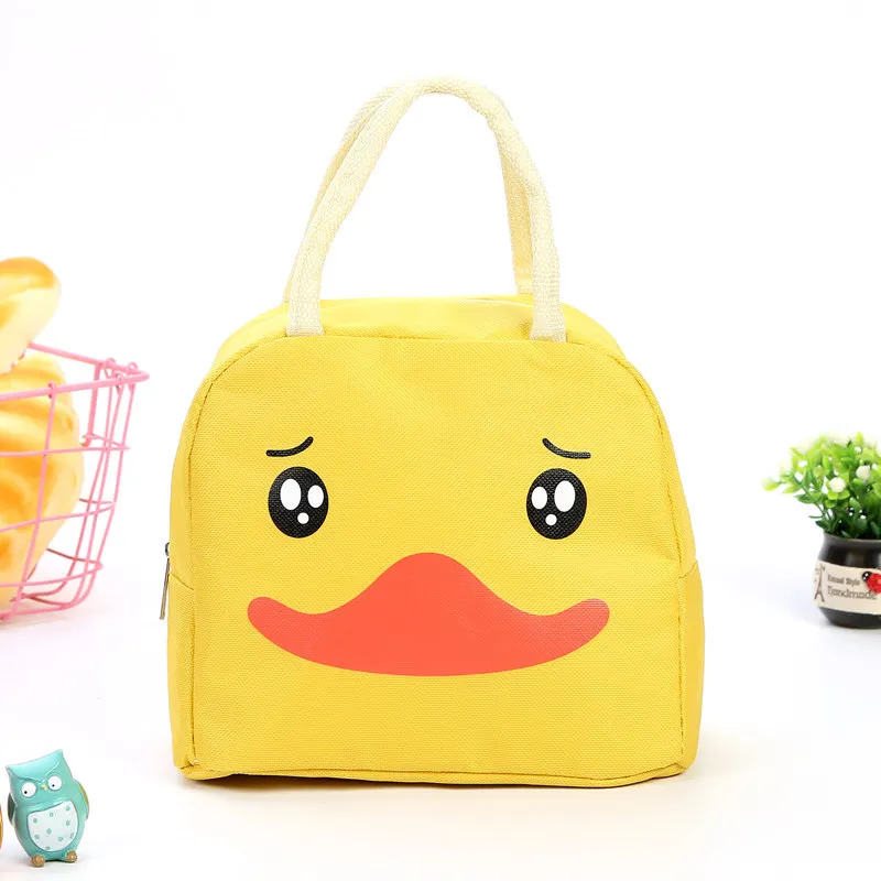 Little yellow duck Милые портативные женские сумки для обеда, водонепроницаемые изоляционные Bento Box, студенческие многофункциональные сумки для хранения пикника, детские сумки для закусок - Цвет: Little yellow duck