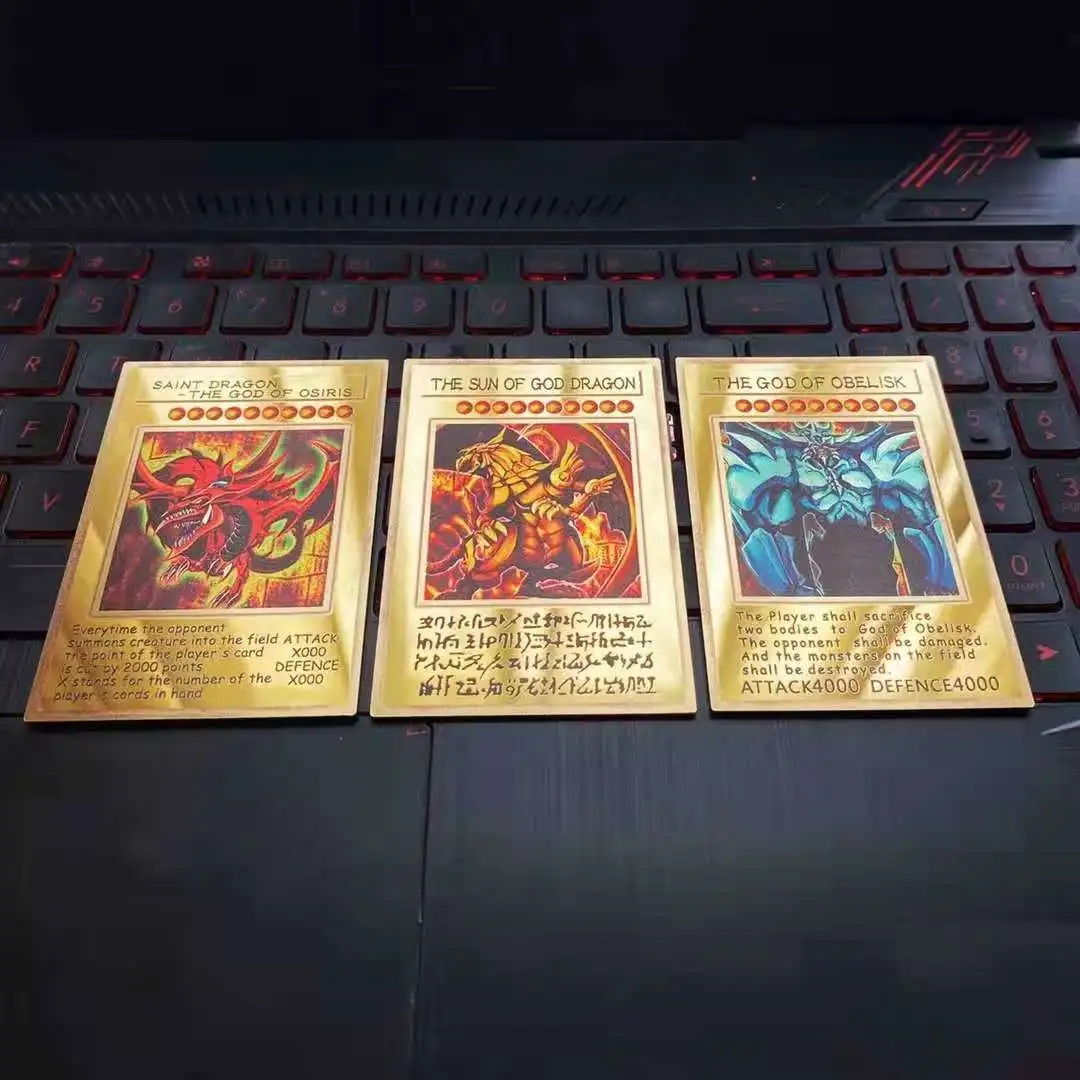 

Yu Gi Oh The Winged Dragon of Ra/Obelisk the Tormentor/Slifer the Sky Dragon Mirror Animation Version Metal Card(Not original)