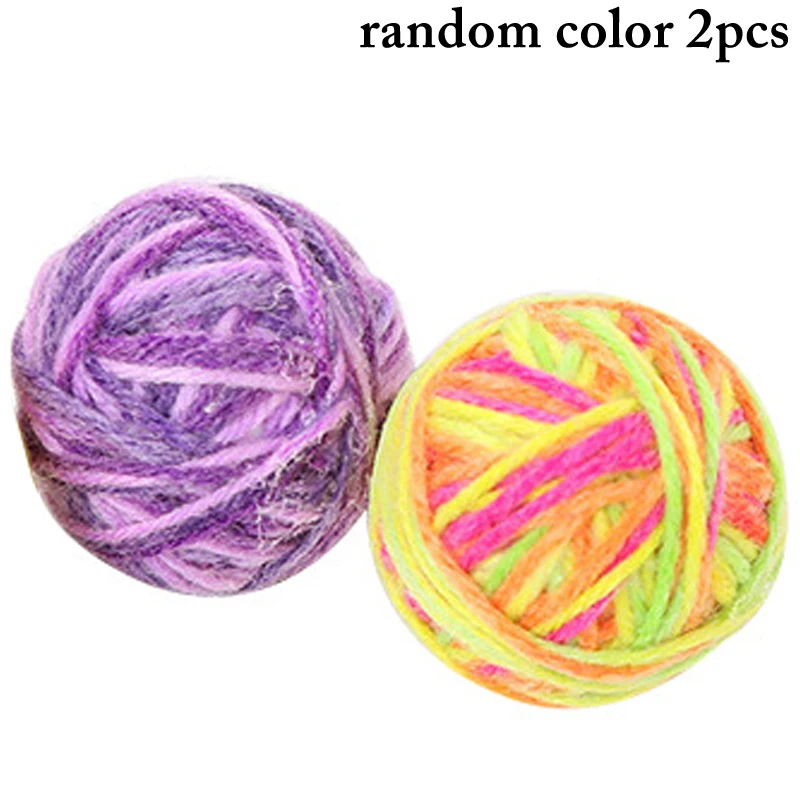 

outgeek 2pcs/1pc Cat Toy Kitten Ball Toy Funny Bell Wool Cat Ball Toys Cat Interactive Toy Pet Cat Supplies Random Color