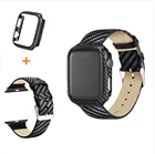 Кожаная Петля для Apple Watch Band 3842 мм 40 мм 44 мм, защитный чехол из углеродного волокна для iWatch 7 6 5 4 3 2 1, 41 мм 45 мм
