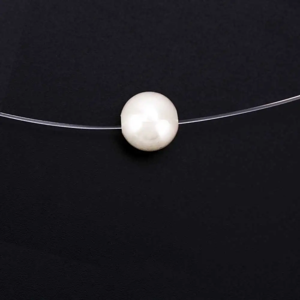 Pearl Женская прозрачная леска ожерелье невидимое ожерелье с подвесками на цепочке стразы колье ожерелье s ключица силиконовая цепь - Окраска металла: Pearl