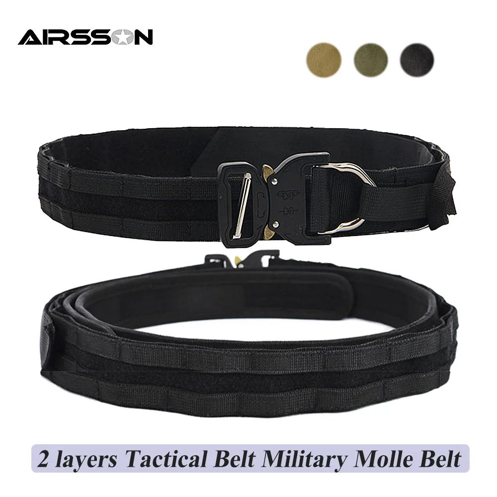 

Tactical Belt Nylon MOLLE Military Army Combat belt Double Layer Quick Release Buckle Heavy Duty Airsoft Hunting Belt 125-135cm