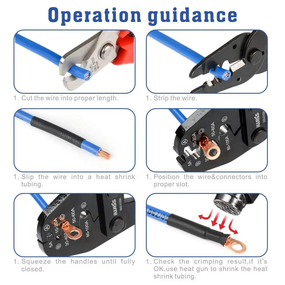 Copper nose crimper pliers 2.5-25mm² 13-3AWG Battery Lugs and Open Barrel Connectors Crimping Tools With cable cutting function |