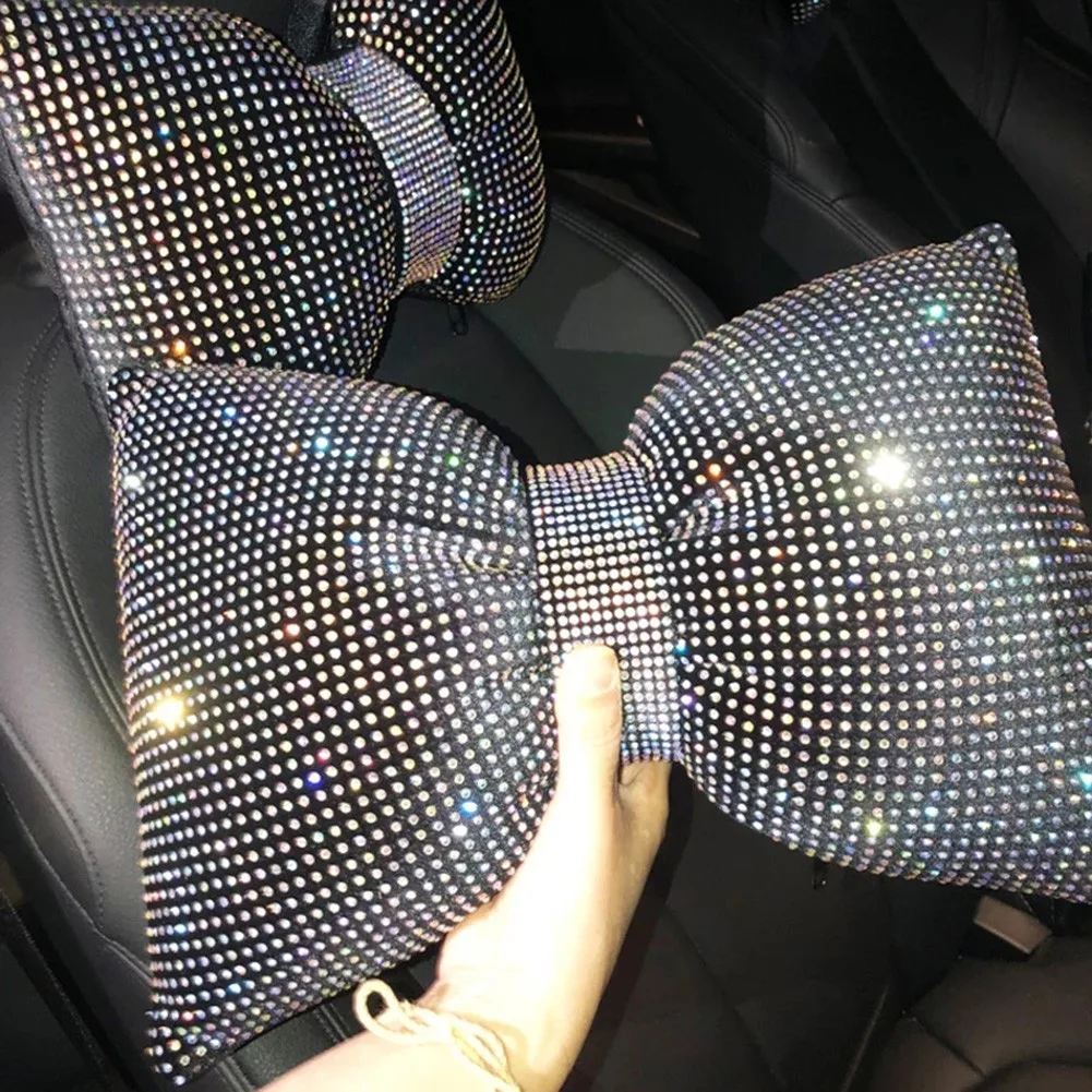 

Bling Crystal Diamond Car Seat Head Neck Rest Pillow Upholstery Head Support Pillow Decoration Soft And Comfortable Cushion